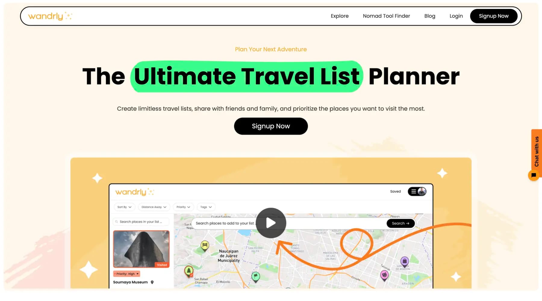 Wandrly homepage